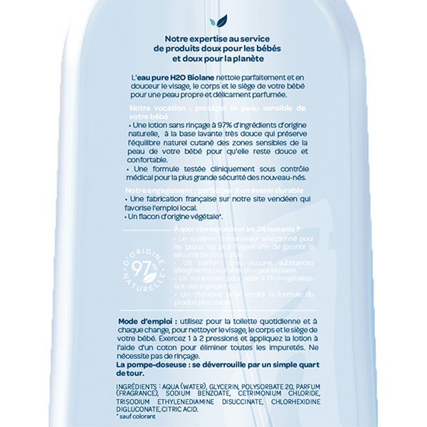 Eau Pure H2O - Nouveau Packaging - Nettoyant Pour Le Visage, Corps Et Siège  Du Bébé - Sans Rinçage - 1 Flacons-Pompe 350Ml - [u66] - Cdiscount  Puériculture & Eveil bébé